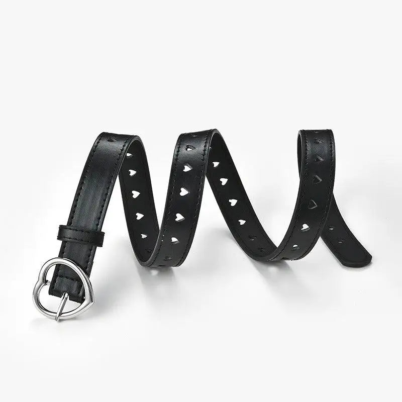 Love Model colorful heart-perforated leather belt with heart-shaped buckle for women