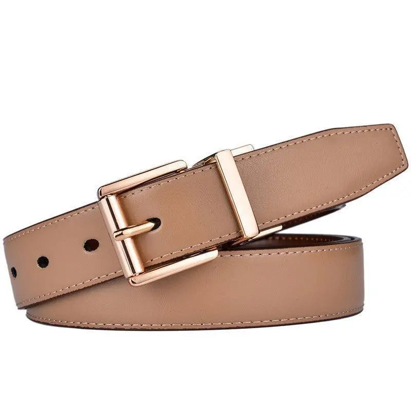 Tan leather Camille Belt with gold buckle for stylish accessories and fashion