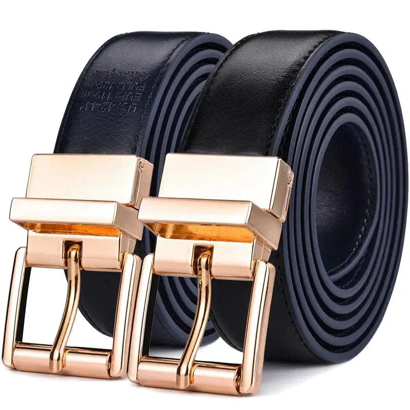 Two rolled Camille Belts in brown leather with gold buckles for stylish accessories