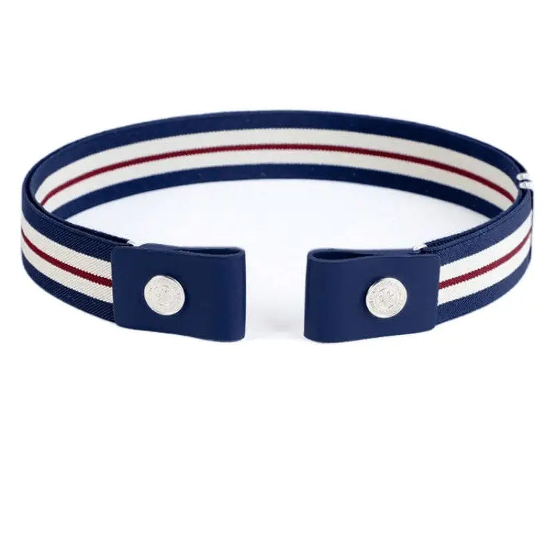 Striped elastic belt with button closures for Jeans with Yellow Buckle Belt and Striped Elastic Belts
