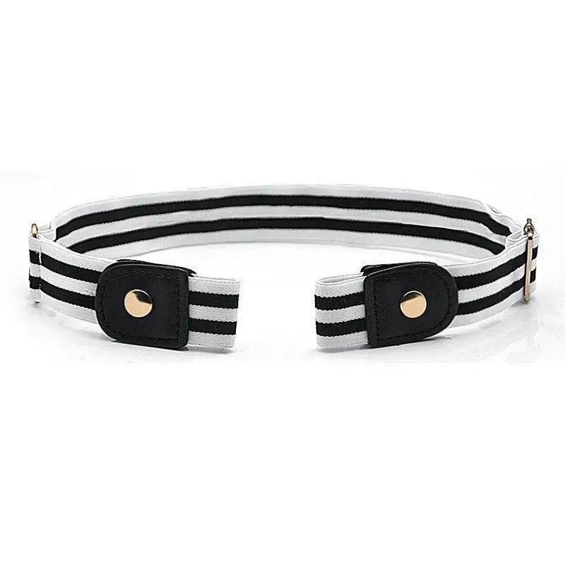 Carola Belt with Striped and Lace Elastic Styles featuring button closures for elegant wear