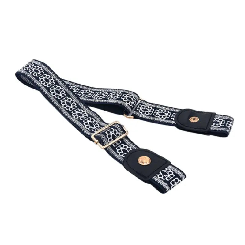 Adjustable black and white patterned bag strap for Carola Belt with elegant striped design
