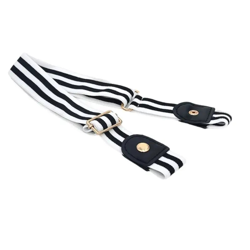 Carola Belt with black and white striped adjustable lace elastic for elegant wear