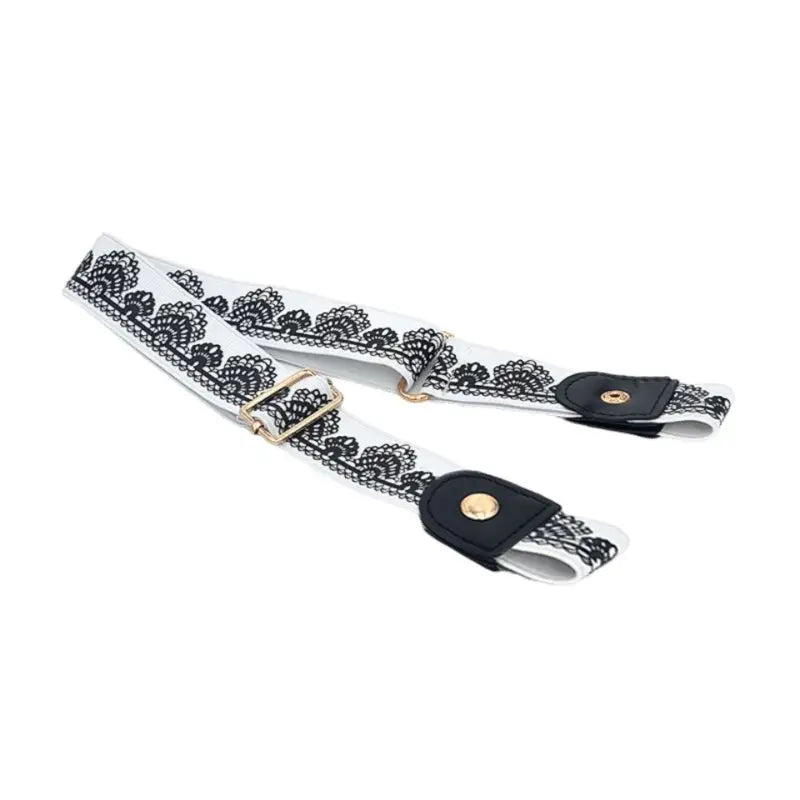 White and black patterned bag straps for Carola Belt with striped and lace elastic styles