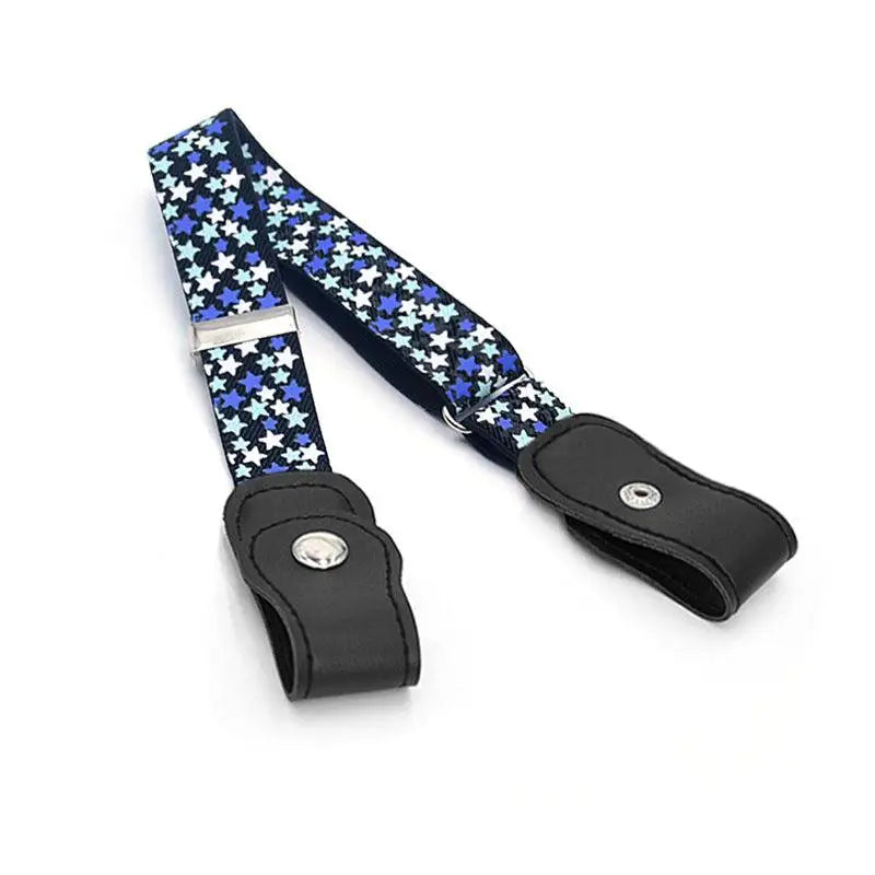 Star-patterned adjustable elastic belt with button attachment for secure fit