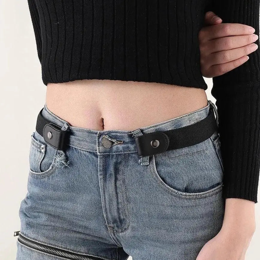 Star-Patterned Buckle-Free Elastic Belt displaying a comfortable and adjustable design
