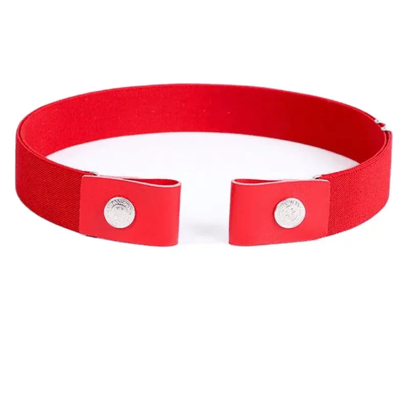 Red elastic belt with button closures from Assorted Elastic and Leather Belts collection