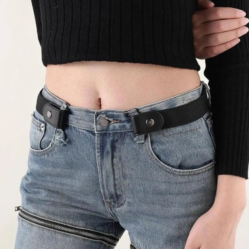 Black buckle-free Mareta elastic belt from the Mareta Elastic Belt Collection