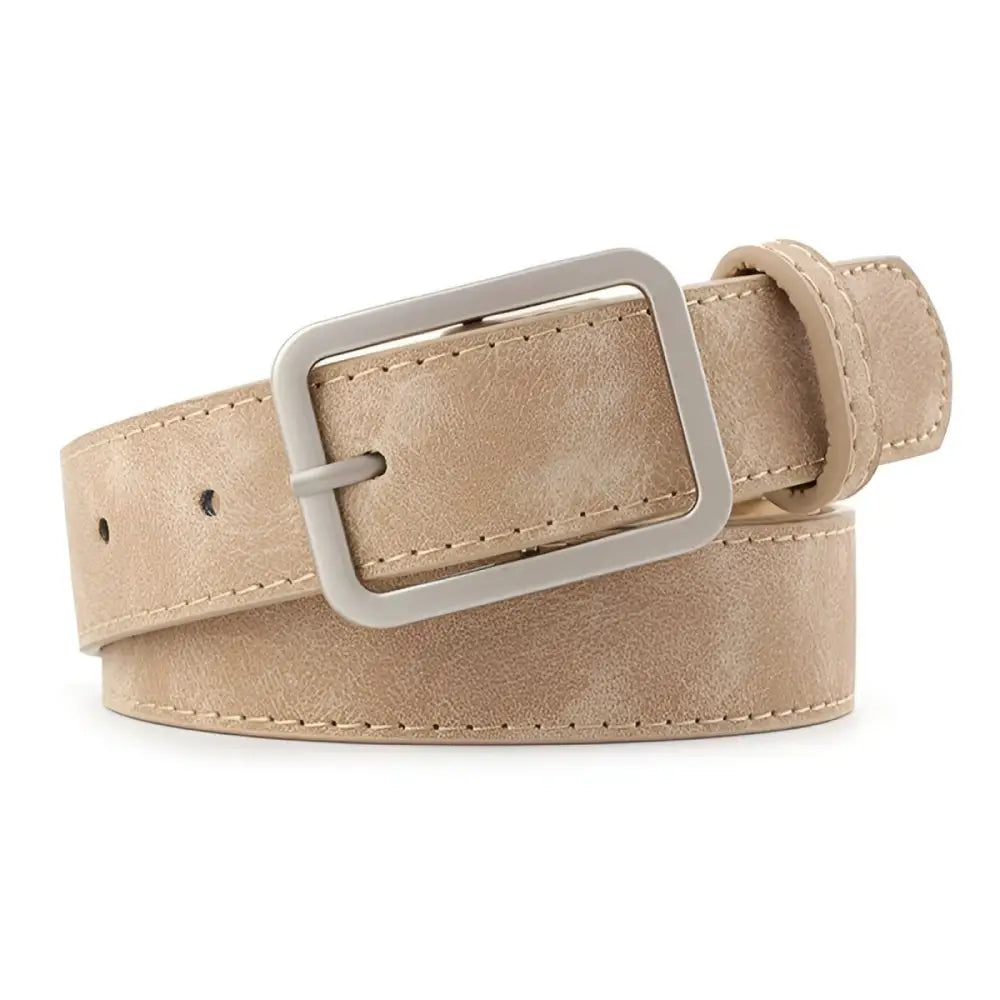 Beige leather belt with silver buckle from Assorted Leather Belts with Silver Buckles collection