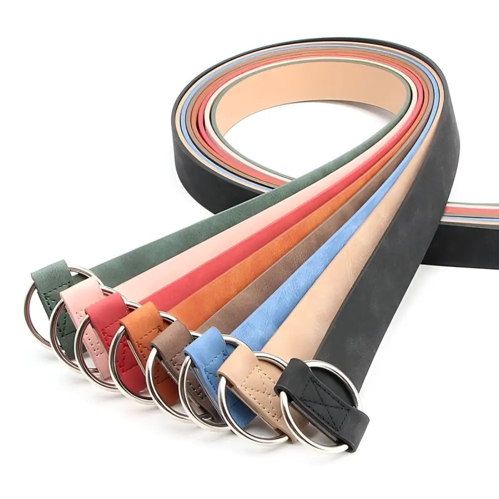 Colorful belts with circular buckles from Taupe and Brown Belts collection