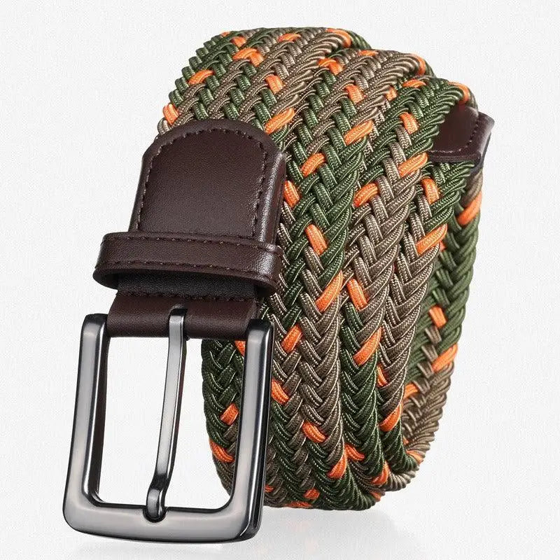 Darius Men’s Elastic Braided Belt with Leather Accents in Various Colors