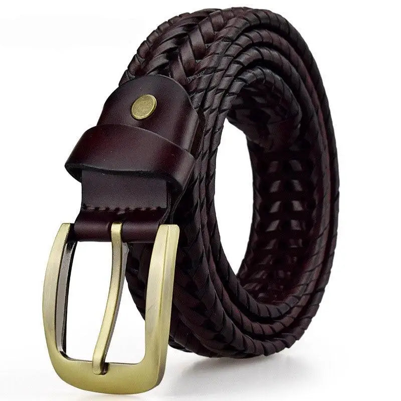 Nikoloz Belt Braided Leather with Brass Buckle for Men representing style and durability