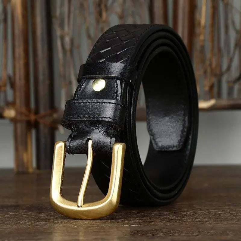 Romuald braided leather belt with gold buckle for stylish men’s accessories