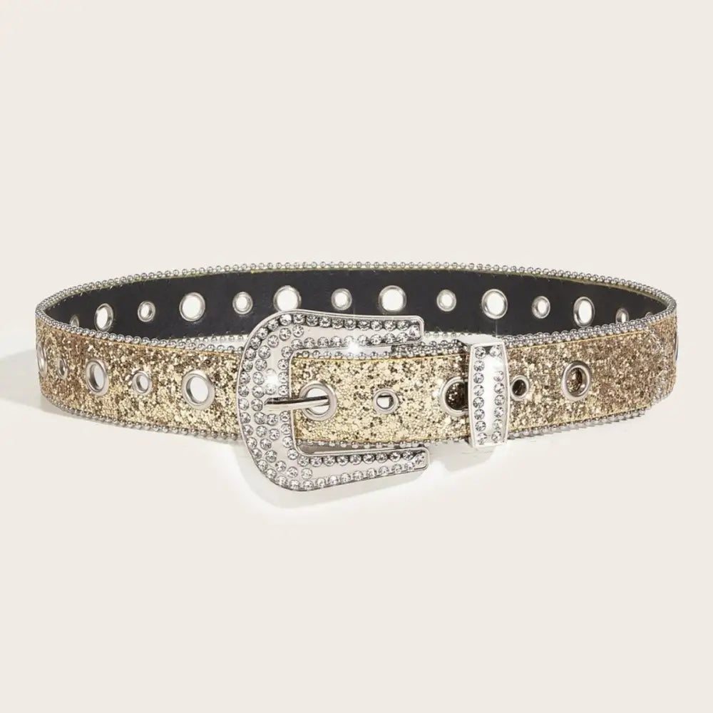 Gold glitter belt with rhinestone buckle from Briella Sequin Western collection