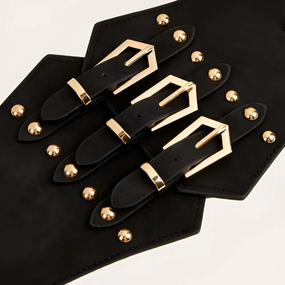 Aziadé Belt Black Corset with Gold Buckles and Studs for stylish waist styling