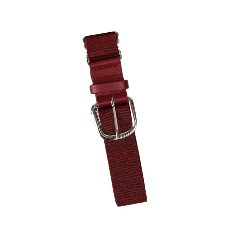 Maroon elastic belt with silver buckle for casual wear product Colorful Elastic Belts with Silver Buckles