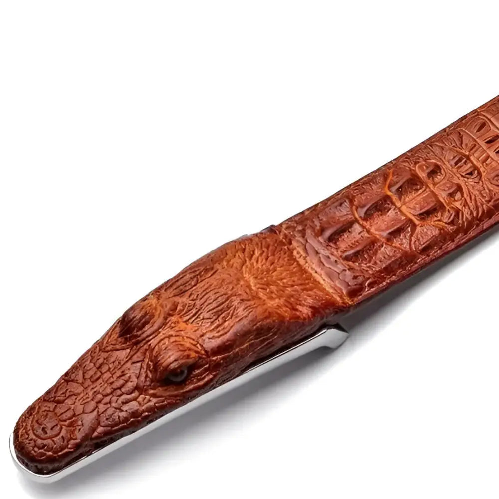 Brown crocodile-head belt from Enokur Men’s Belt in crocodile leather