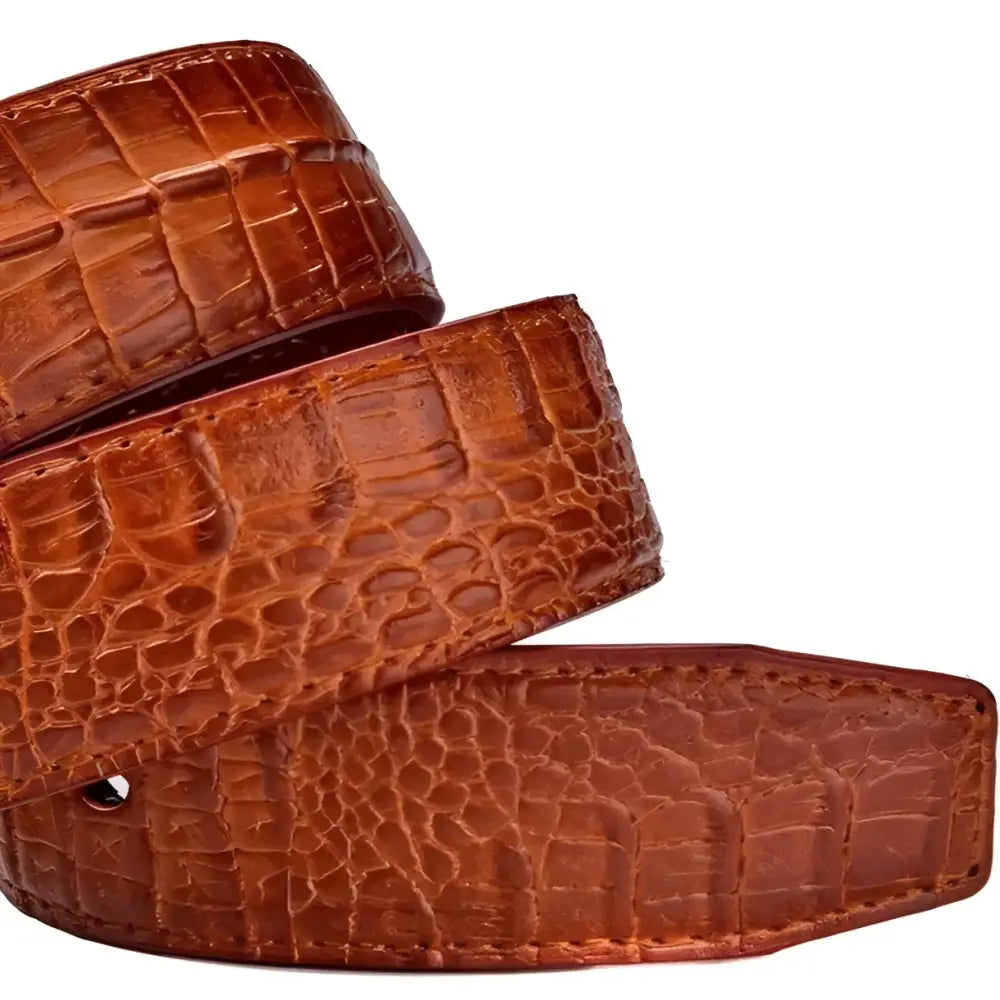 Brown crocodile leather belt for men with crocodile head buckle, Enokur Men’s Belt
