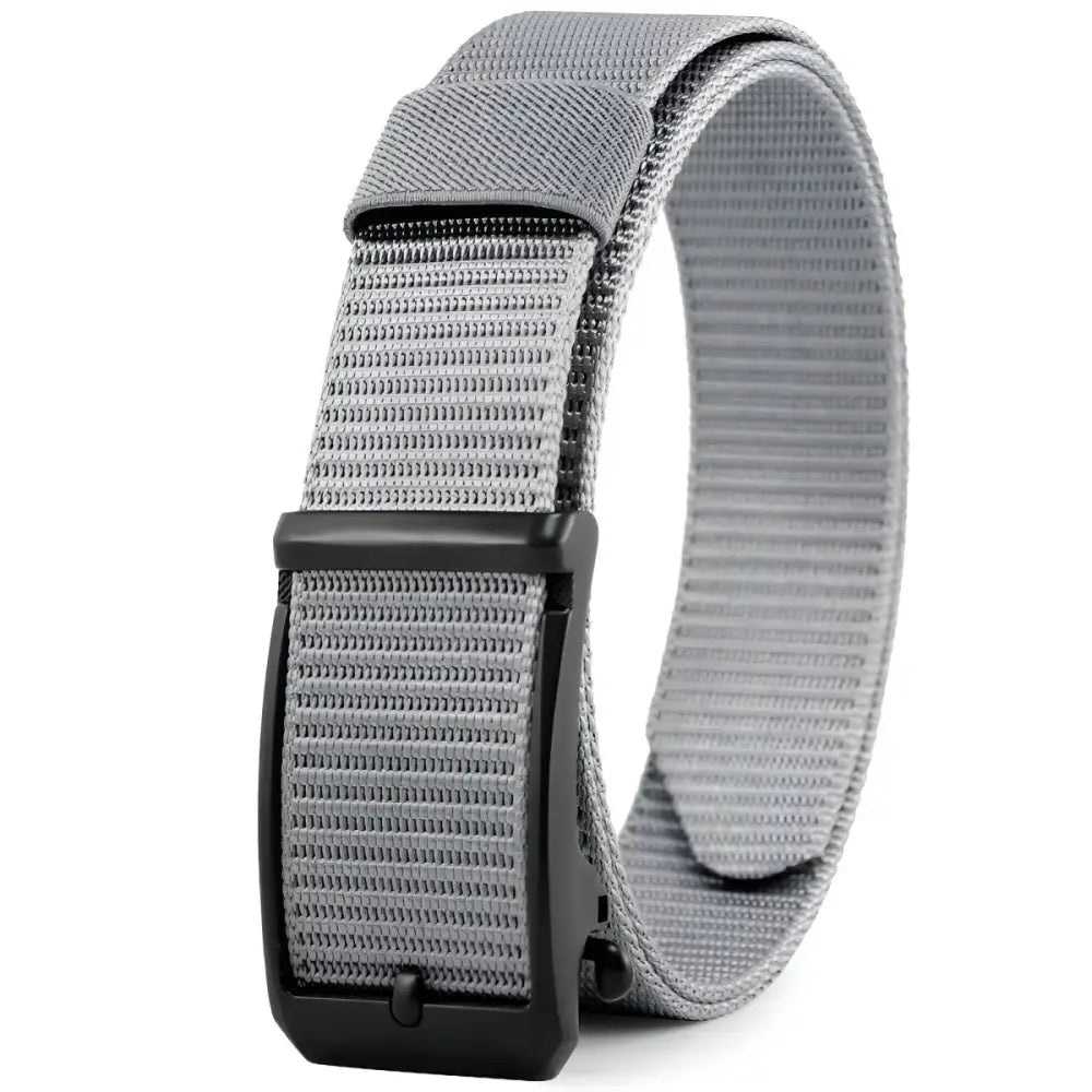Gray nylon belt with black metal buckle from Khaki Nylon Fabric Belt collection