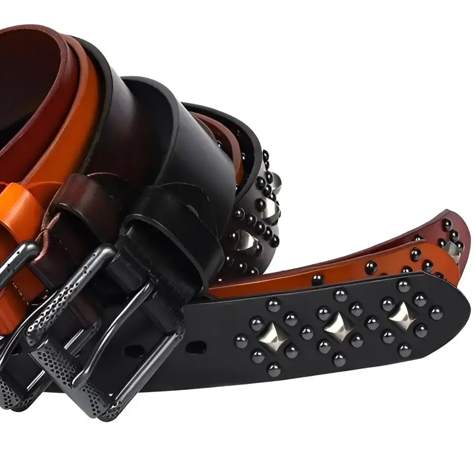 Assorted Kloeada Studded Belts in Black Leather from Kloeada Studded Belt Collection