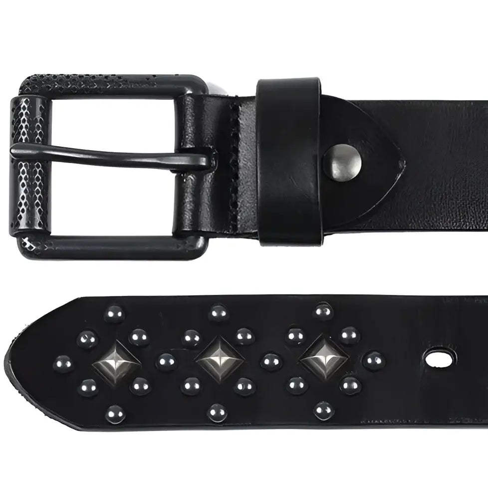 Black leather Kloeada studded belt from the Kloeada Studded Belt Collection for stylish accessories