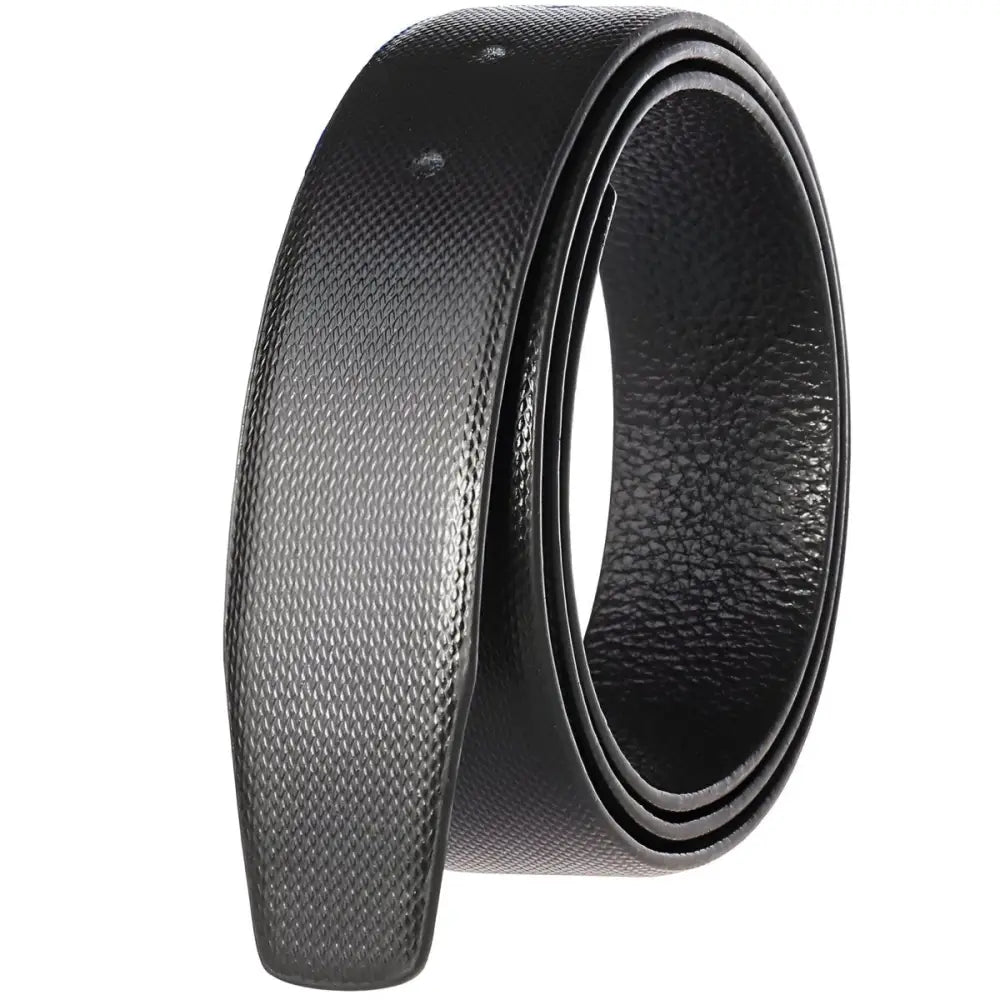 Black leather strap with tang buckle from the Coiled Black Leather Belt product