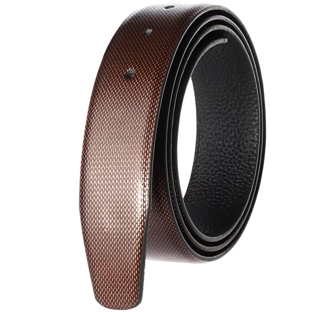 Brown textured leather strap for Coiled Black Leather Belt with Tang Buckle