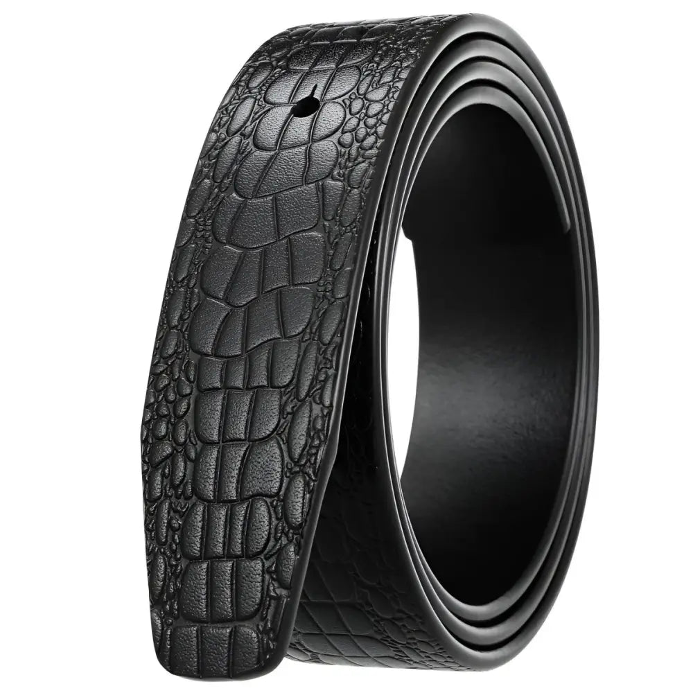 Black crocodile pattern leather belt strap for stylish dress accessories