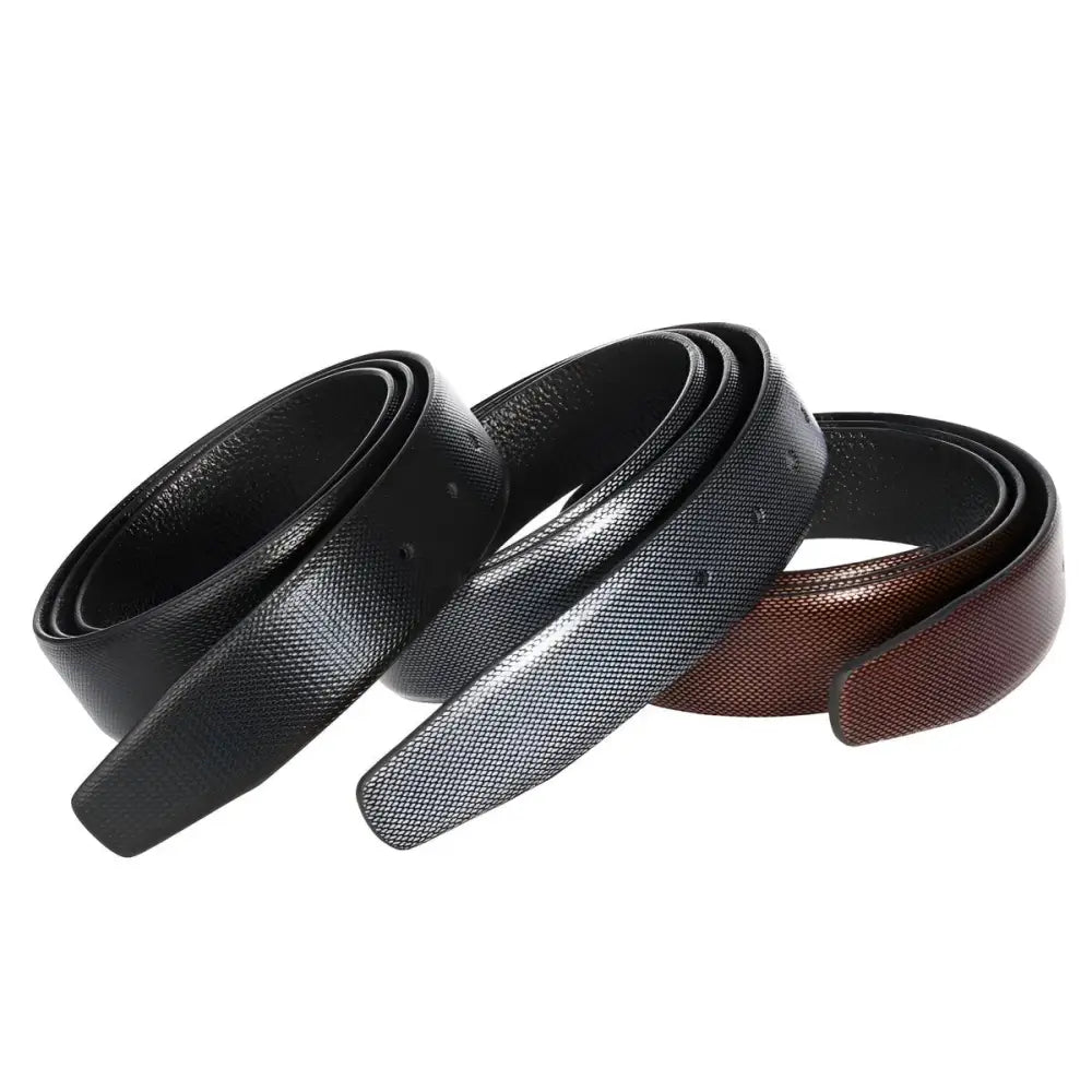 Coiled black leather belt with multiple straps and tang buckle for stylish accessory use