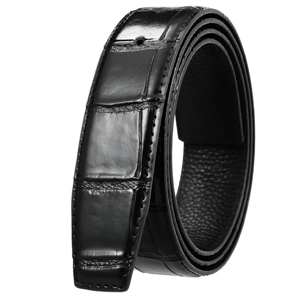 Black crocodile-patterned Colia leather belt with leather strap for sophisticated style