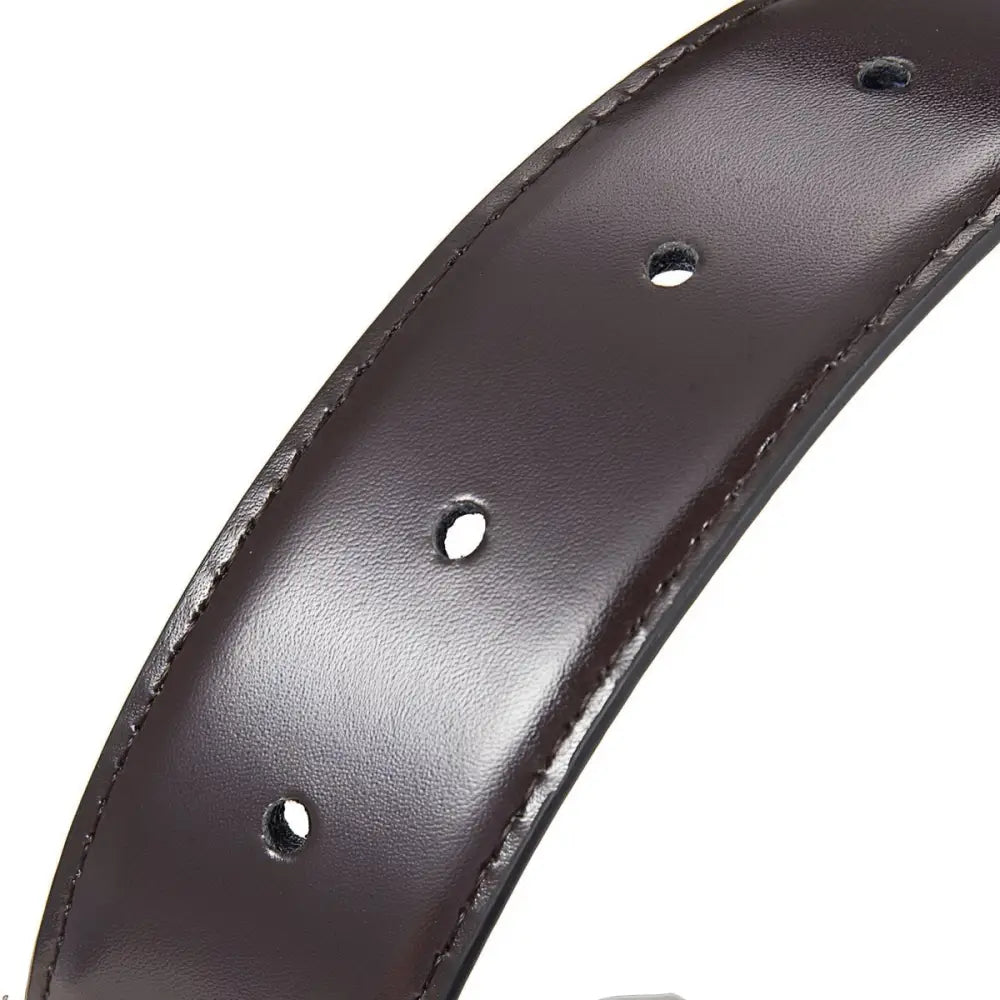 Brown leather belt with holes from Coiled Black Leather Belt Set for Everyday Wear