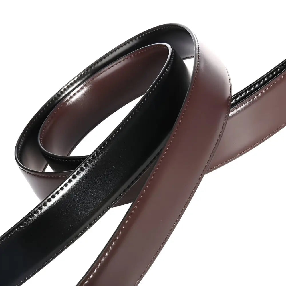 Reversible leather belt in brown and black for everyday wear from Coiled Black Leather Belt Set