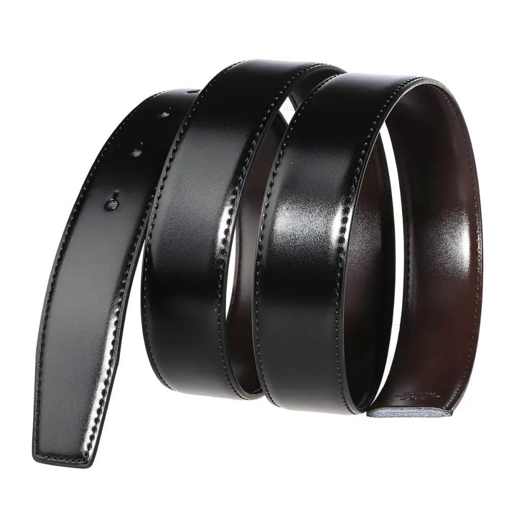 Coiled black leather belt displayed in Coiled Black Leather Belt Set for everyday wear