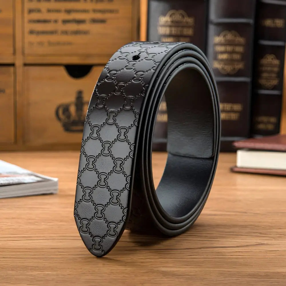 Myron Belt textured leather with patterned embossed design alternative text