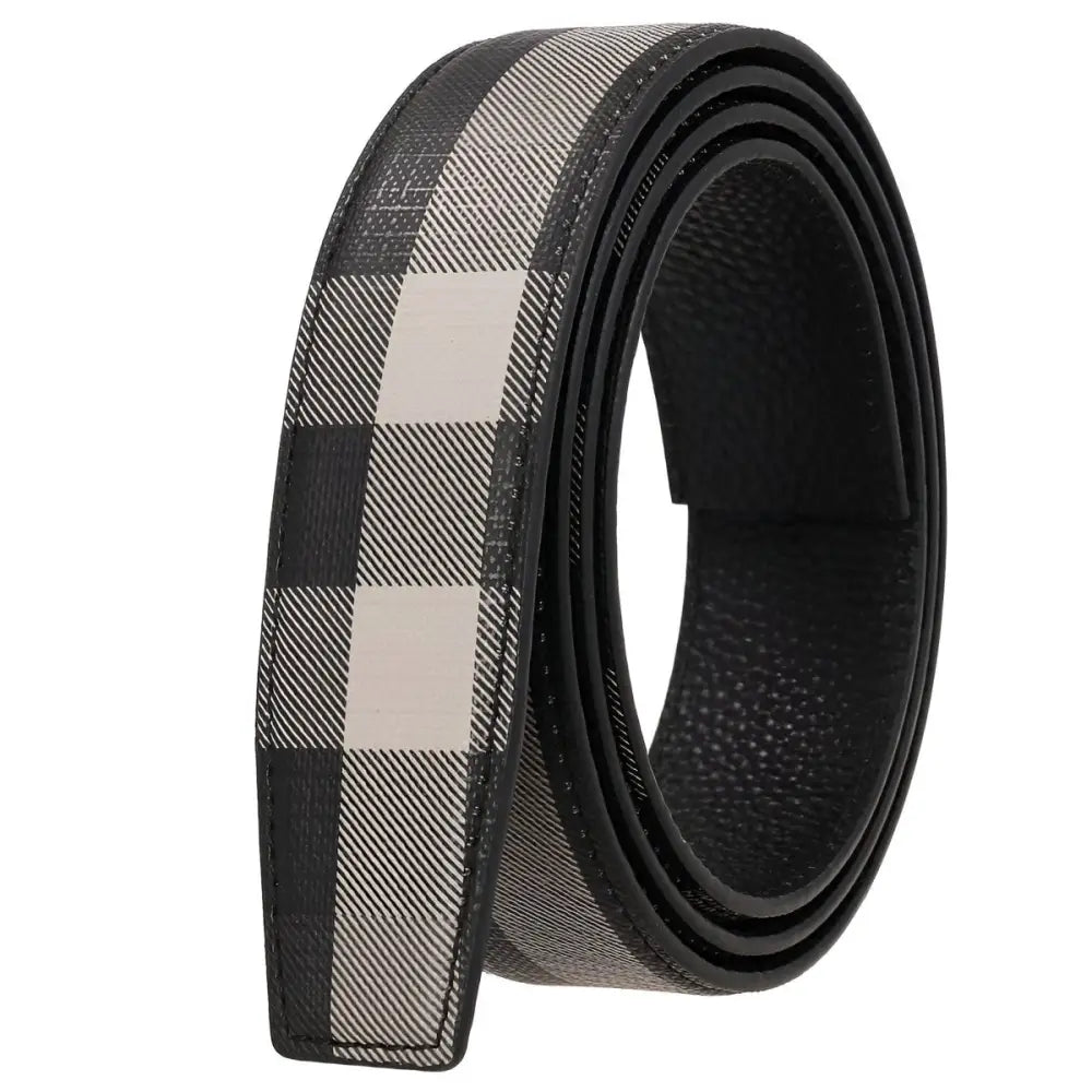 Edmond Checkered Leather Belt with Plaid Pattern showcasing stylish checkered leather belt strap
