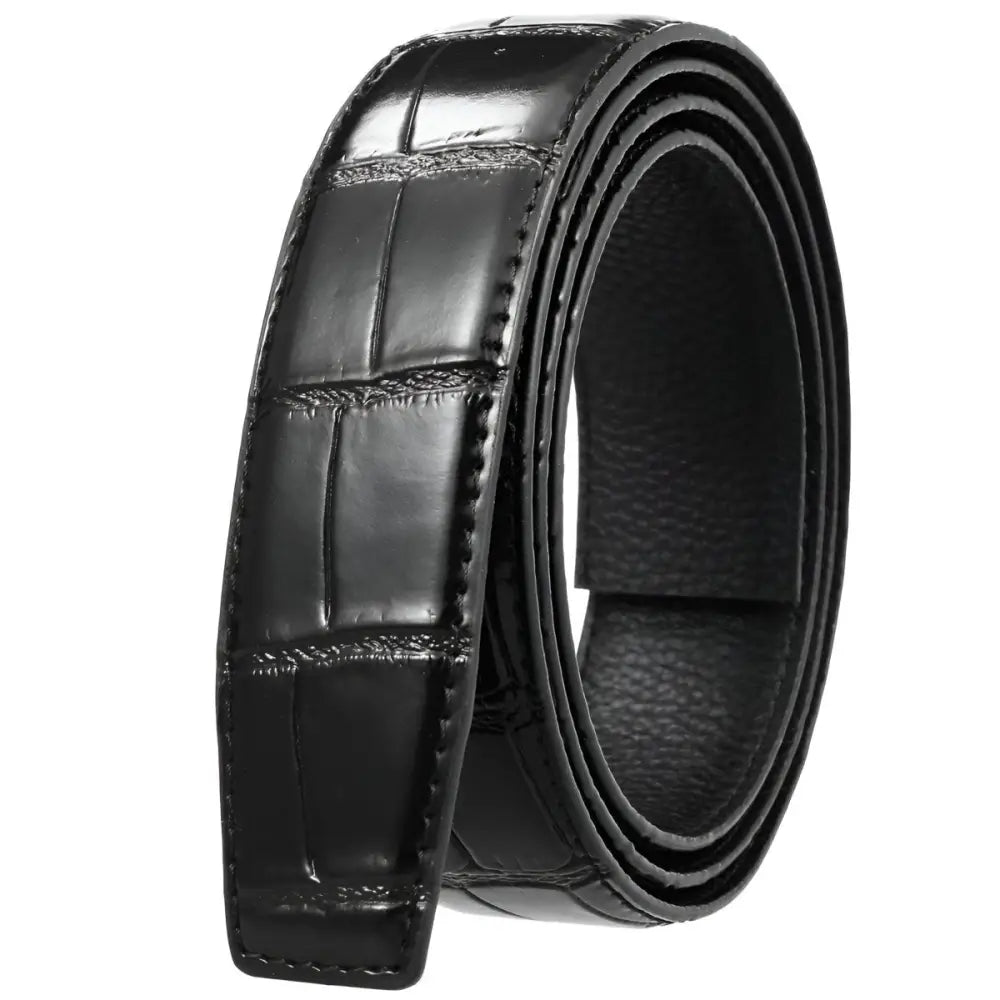 Black crocodile-patterned Damien belt strap for elegant style and sophisticated dress