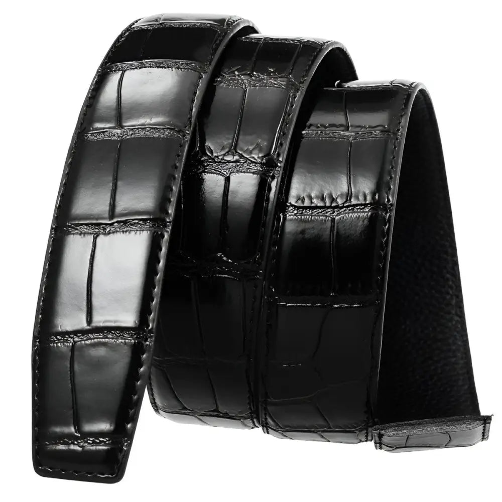 Black crocodile-patterned Damien belt strap, stylish belt strap for elegant attire