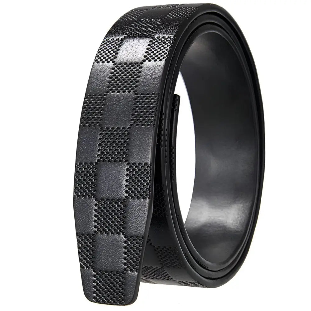 Black checkered leather belt strap for a stylish leather belt accessory