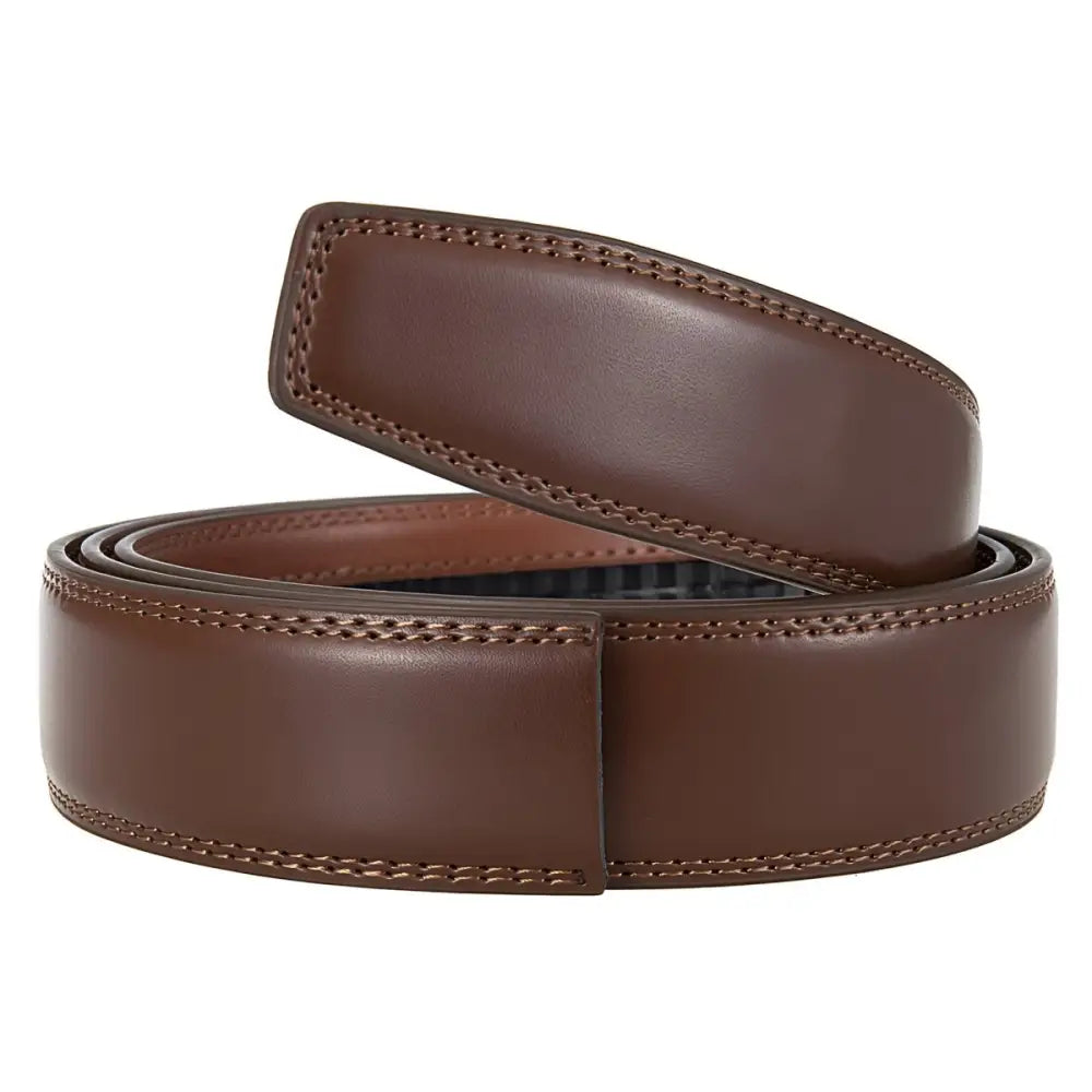 Brown leather ratchet belt featuring durable Alban leather strap in the Alban Leather Belt collection