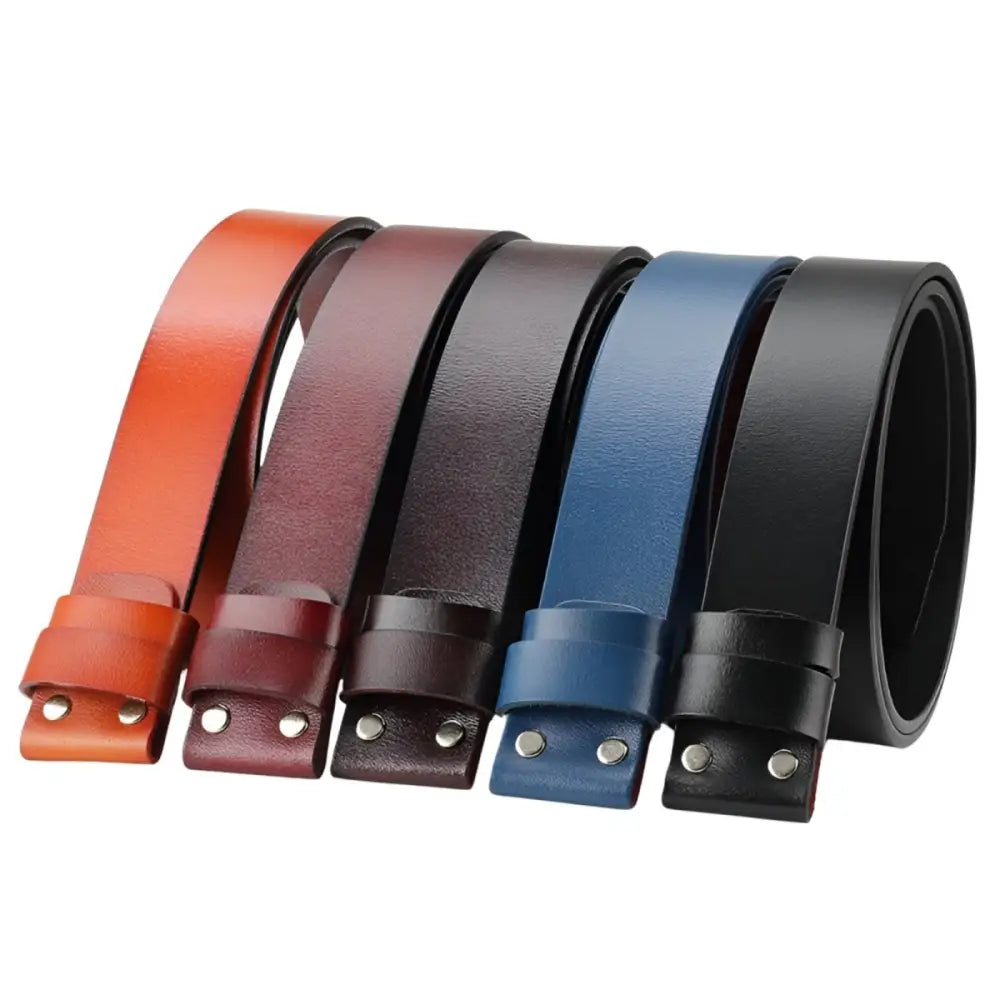 Assorted leather belt straps with double passants for high-quality leather belts