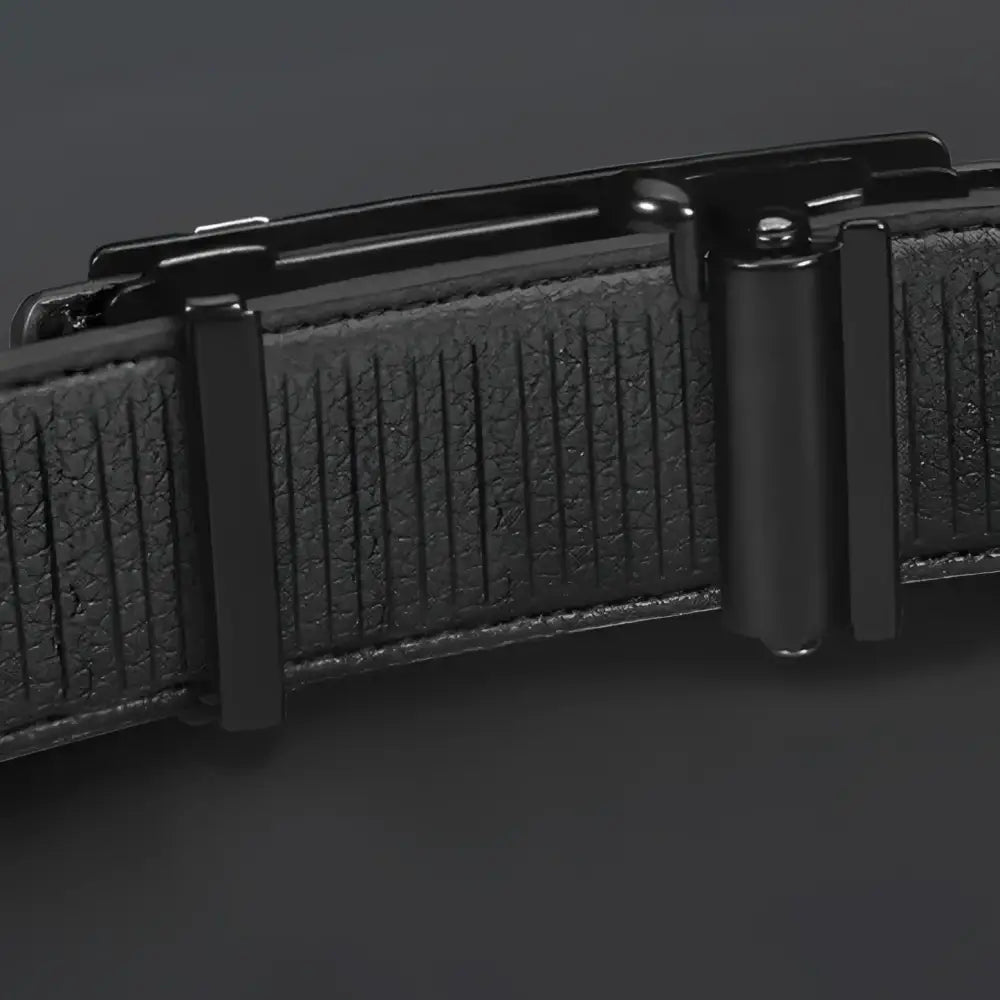 Black leather suit belt with metal buckle for men’s crocodile suit formal wear