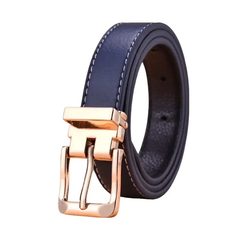 Blue leather children’s belt with gold buckle for kids product image showcasing style and quality