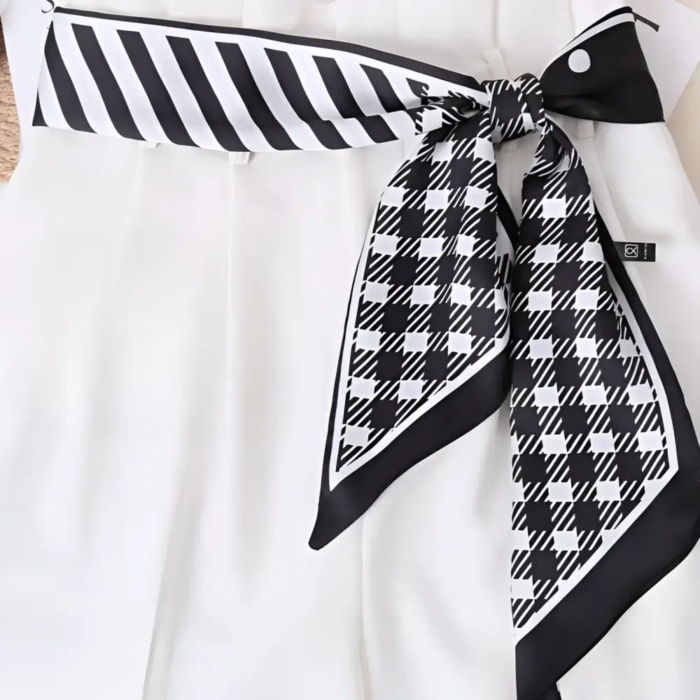 White garment with patterned sash showcasing the Stylish Rinia Scarf Belt for Denim Jeans