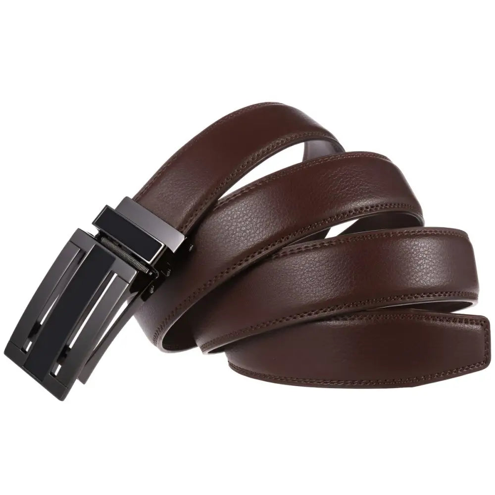 Brown leather belt with black buckle from Leather Belts with Black or Metal Buckles collection