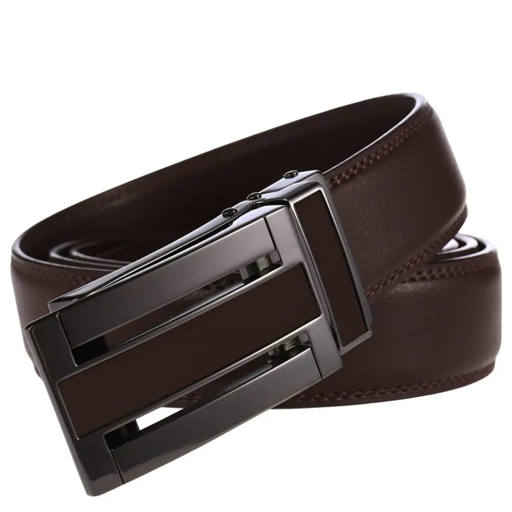 Brown leather belt with black buckle from Leather Belts with Black or Metal Buckles collection
