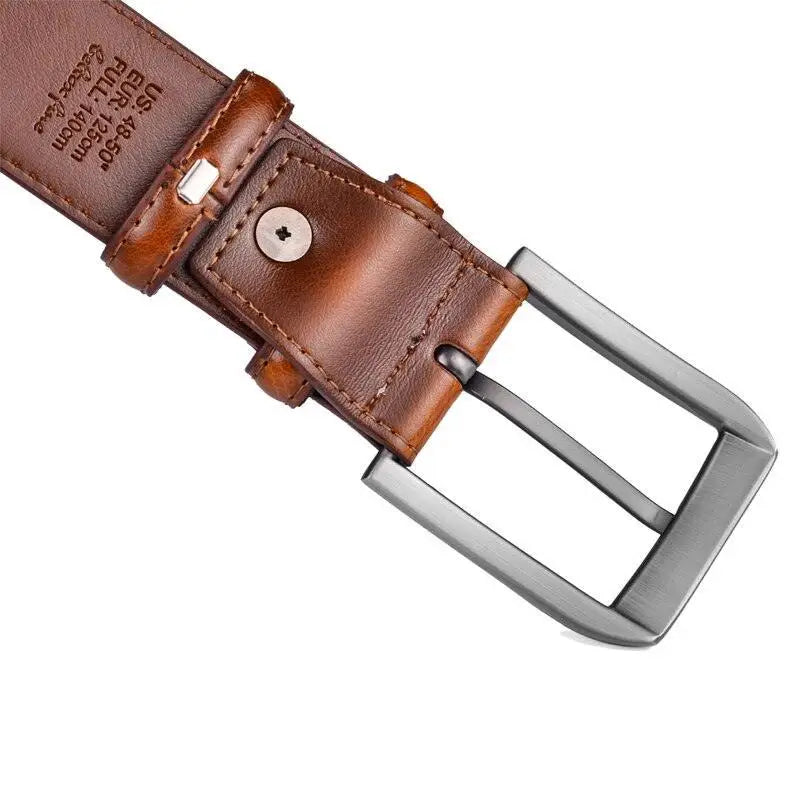 Brown leather belt featuring a silver buckle for stylish and durable wear