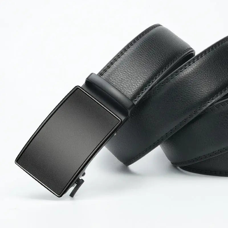 Birgir belt black leather suit belt with rectangular buckle and white options