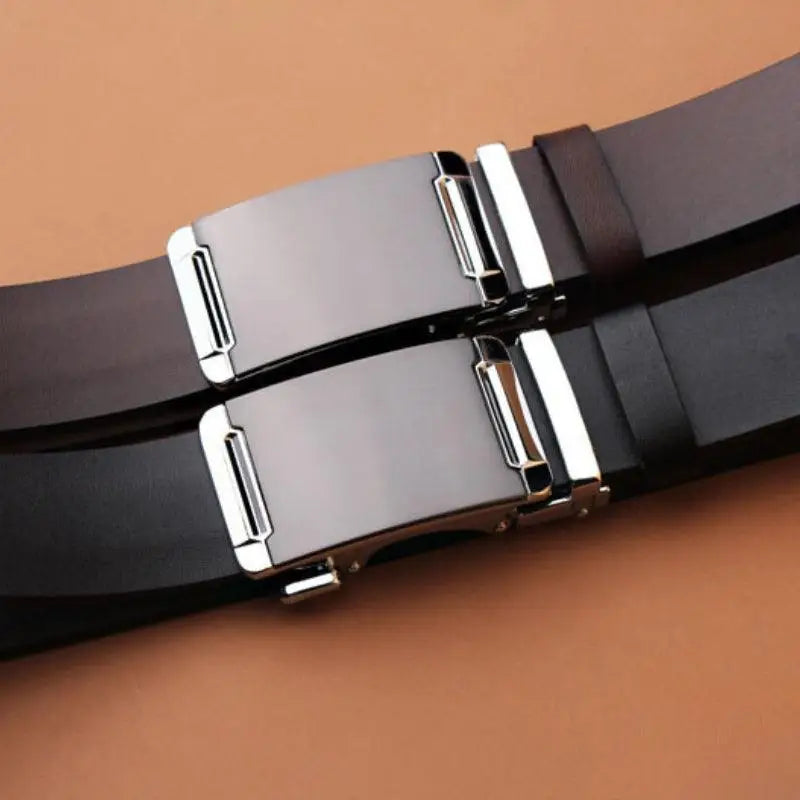 Leather belt with silver buckle showcasing timeless classic style for men and women