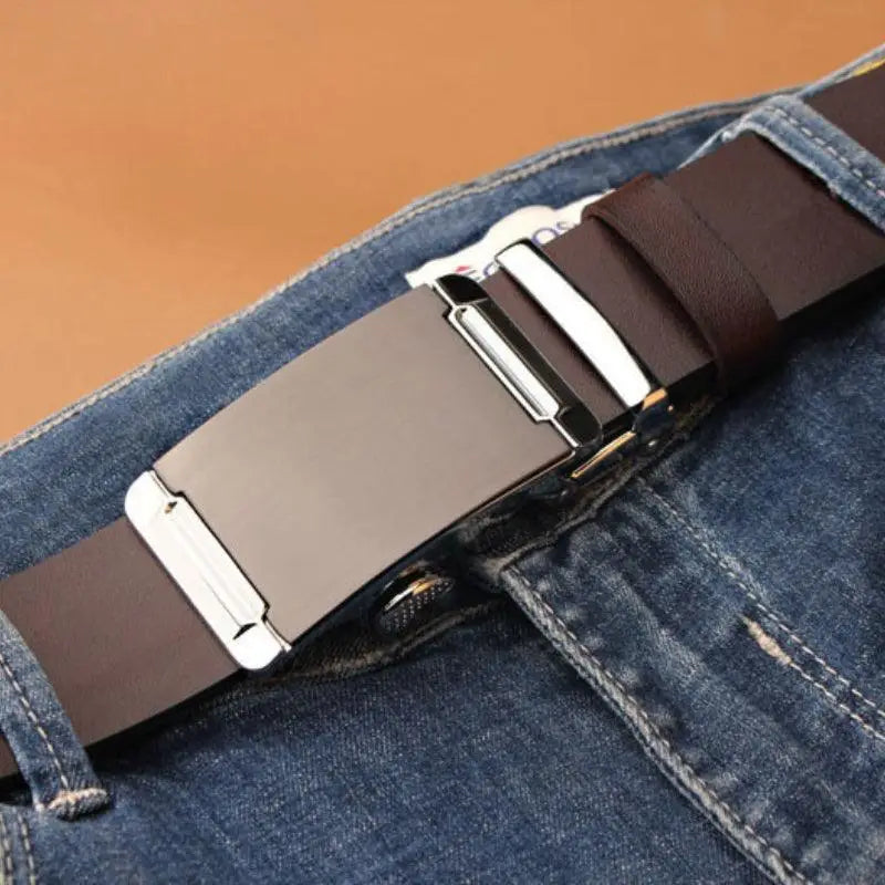 Brown leather belt with silver buckle from Leather Belts with Silver Buckles for a Classic Style