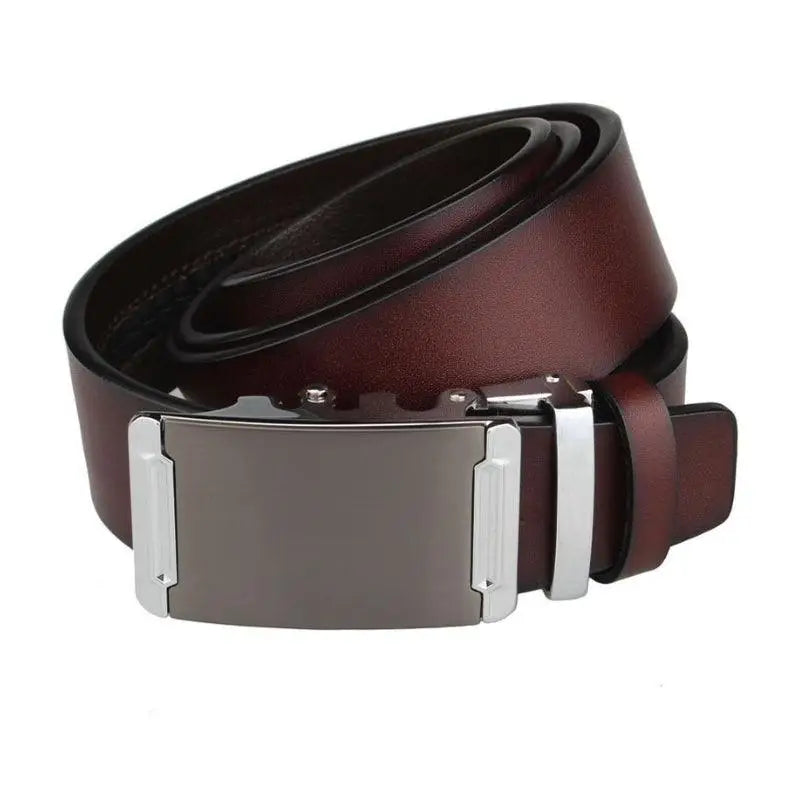 Leather belt with silver buckle for classic style stylish accessory product image